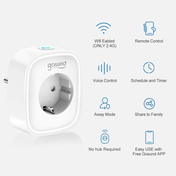 smart power plugs 5pcs gosund wifi eu plug socket tuya/smart life remote control home appliances works with alexa google no hub require
smart power plugs 5pcs gosund wifi eu plug socket tuya/smart life remote control home appliances works with alexa google no hub require