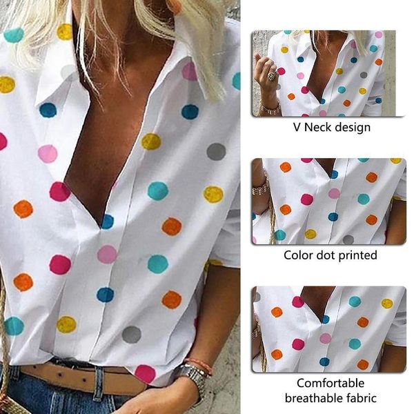 summer blouse women casual long sleeved loose dot print deep v neck shirt bluzki damskie blusas cap sleeve mujer de moda, White
summer blouse women casual long sleeved loose dot print deep v neck shirt bluzki damskie blusas cap sleeve mujer de moda, White