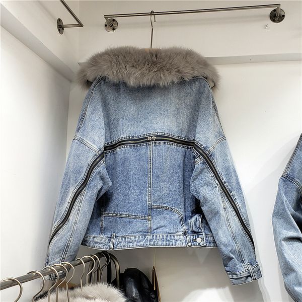 real coat winter denim women natural collar parkas thick warm loose rabbit fur liner jeans jacket female j2vj, Black;brown
real coat winter denim women natural collar parkas thick warm loose rabbit fur liner jeans jacket female j2vj, Black;brown