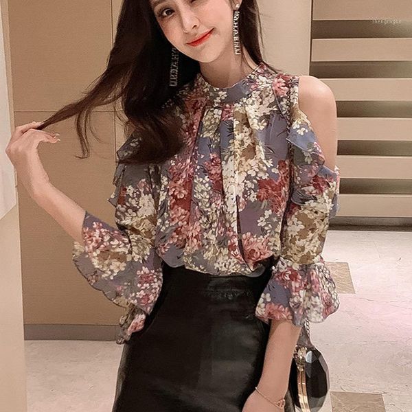 s-xxl loose elegant floral print chiffon blouse shirt women summer ruffles off shoulder female blusas women's blouses & shirts, White
s-xxl loose elegant floral print chiffon blouse shirt women summer ruffles off shoulder female blusas women's blouses & shirts, White