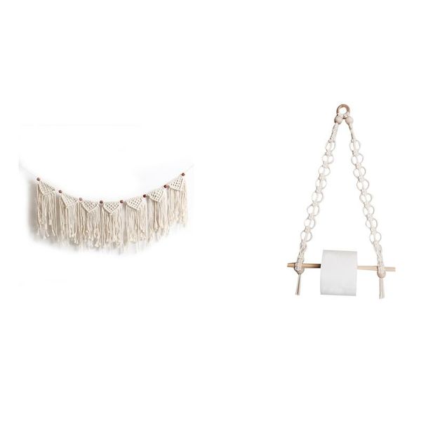 tapestries wall hanging macrame curtain fringe banner bohemian decor woven tapestry & rope toilet paper holder
tapestries wall hanging macrame curtain fringe banner bohemian decor woven tapestry & rope toilet paper holder
