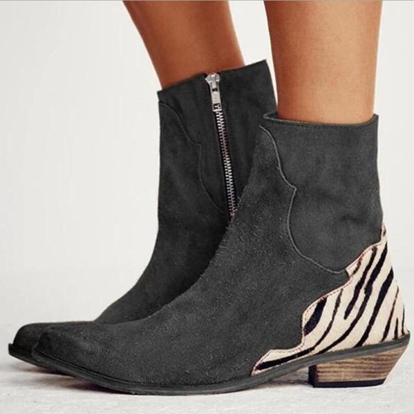 boots 2021 winter women ankle fashion women's retro zipper low heel warm short plush leopard botas mujer, Black
boots 2021 winter women ankle fashion women's retro zipper low heel warm short plush leopard botas mujer, Black
