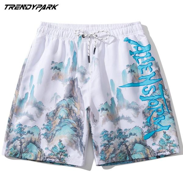 men's shorts men board short chinese landscape painting summer oversize pockets streetwear harajuku drawstrings casual quick dry beach, White;black
men's shorts men board short chinese landscape painting summer oversize pockets streetwear harajuku drawstrings casual quick dry beach, White;black