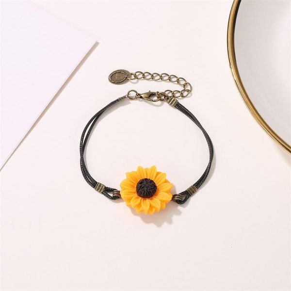 link, chain fashion black leather rope sunflower bracelet sweet cute women's accessories creative ladies wedding party jewelry
link, chain fashion black leather rope sunflower bracelet sweet cute women's accessories creative ladies wedding party jewelry