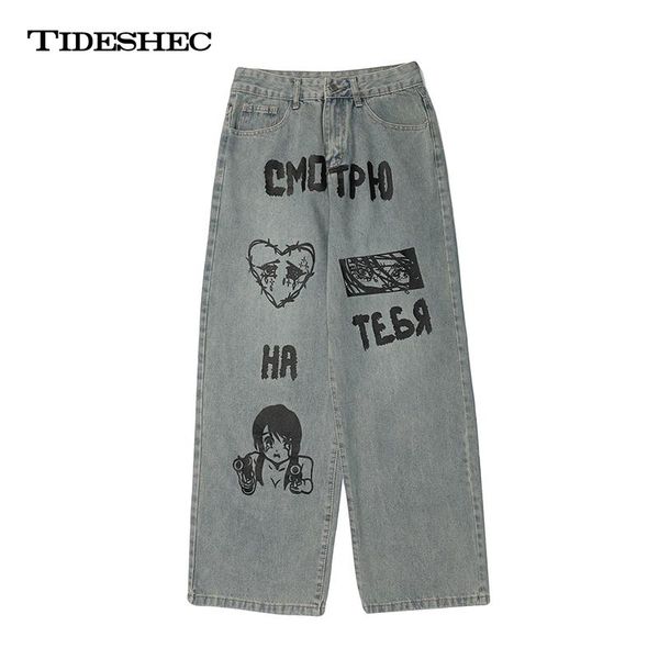 men's jeans tideshec cartoon printed college style harajuku women casual man anime print loose high waist straight, Blue
men's jeans tideshec cartoon printed college style harajuku women casual man anime print loose high waist straight, Blue