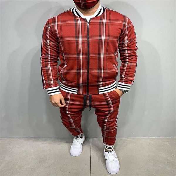 men's tracksuits 2021 autumn/winter in europe and the cardigan grid jacket sports fashion casual wear suits, Gray
men's tracksuits 2021 autumn/winter in europe and the cardigan grid jacket sports fashion casual wear suits, Gray