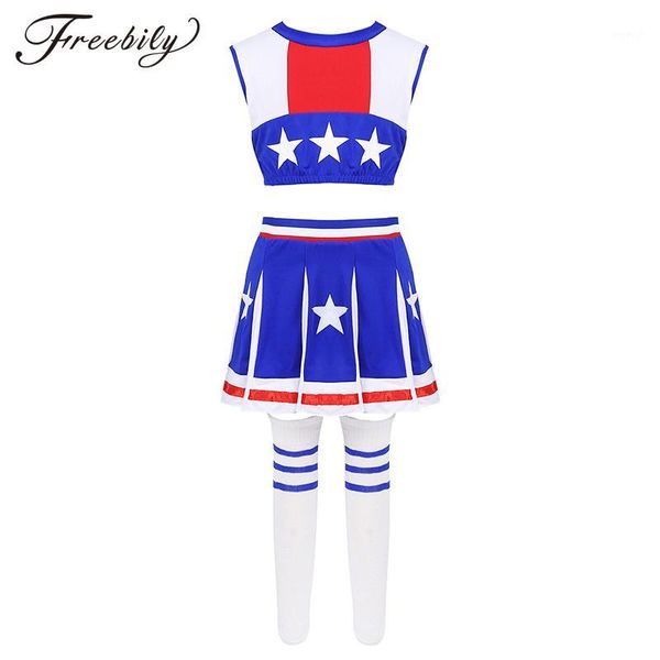 cheerleading kids girl cheerleader uniforms costume sleeveless stars printed crop with shorts skirt socks stage performance dancewear se
cheerleading kids girl cheerleader uniforms costume sleeveless stars printed crop with shorts skirt socks stage performance dancewear se