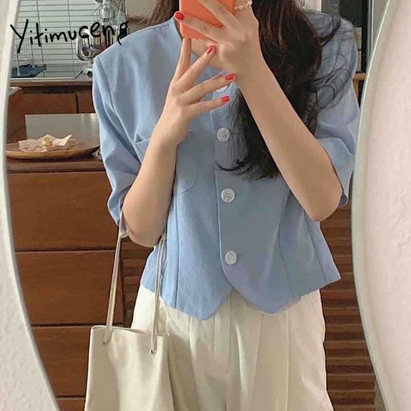 yitimuceng casual shirt women office lady button up korean fashion blouse apricot blue black short puff sleeve summer 210601, White
yitimuceng casual shirt women office lady button up korean fashion blouse apricot blue black short puff sleeve summer 210601, White