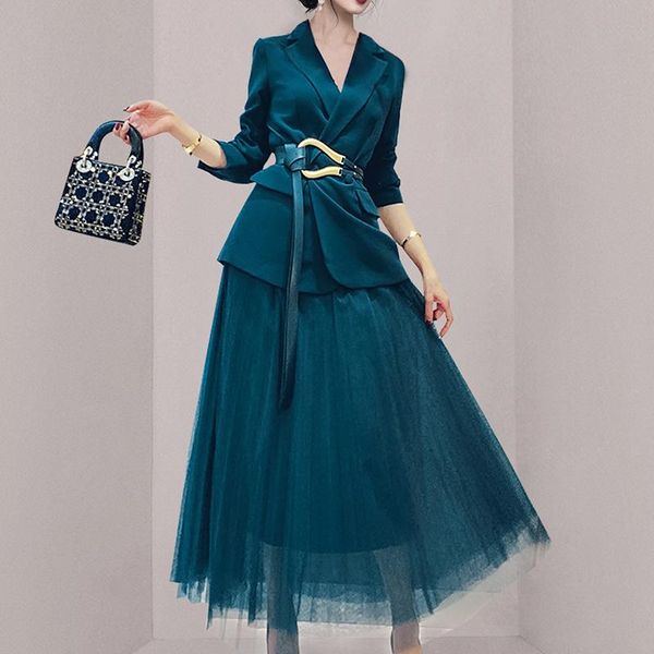 two piece dress elegant fashion suit coats blazer skirts suits women fall winter clothes 2 +mesh tulle sets female outfits, White
two piece dress elegant fashion suit coats blazer skirts suits women fall winter clothes 2 +mesh tulle sets female outfits, White