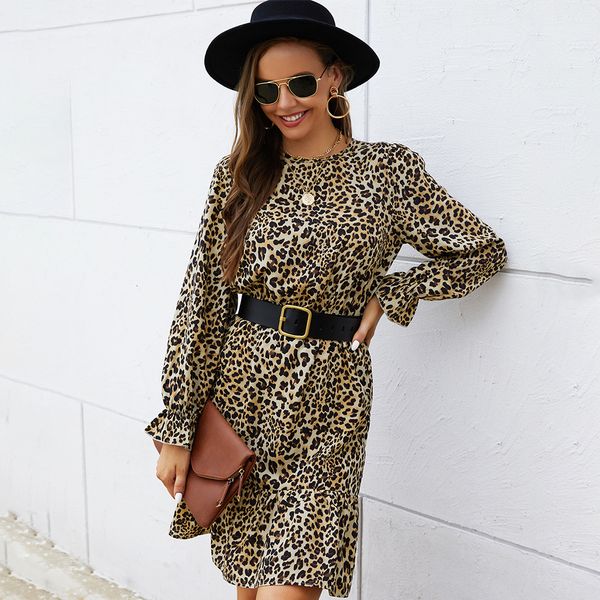 independently developed and digned american station s 2021 autumn winter leopard long sleeve one-step skirt leisure vacation, Black;gray
independently developed and digned american station s 2021 autumn winter leopard long sleeve one-step skirt leisure vacation, Black;gray
