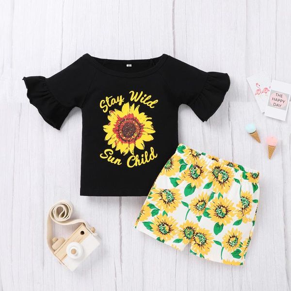 clothing sets canis little girl sunflower print set flare short sleeve crew neck and pants 2-piece suits, White
clothing sets canis little girl sunflower print set flare short sleeve crew neck and pants 2-piece suits, White