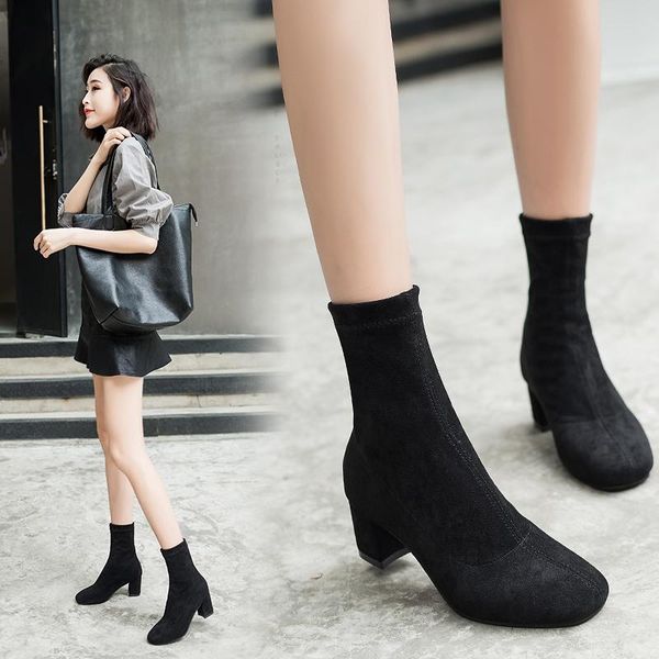 boots solid color ankle boots, fashionable high heel women's shoes (height 6cm 2.36inches), Black
boots solid color ankle boots, fashionable high heel women's shoes (height 6cm 2.36inches), Black