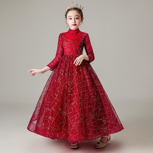girl's dresses burgundy sequins ball gown empire full sleeves zipper back elegant kids party communion girl for weddings dh025, Red;yellow
girl's dresses burgundy sequins ball gown empire full sleeves zipper back elegant kids party communion girl for weddings dh025, Red;yellow