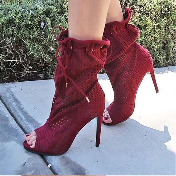 boots fashion burgundy apricot suede perforation peep toe ankle high heel bandage woman gladiator outfit short booties, Black
boots fashion burgundy apricot suede perforation peep toe ankle high heel bandage woman gladiator outfit short booties, Black