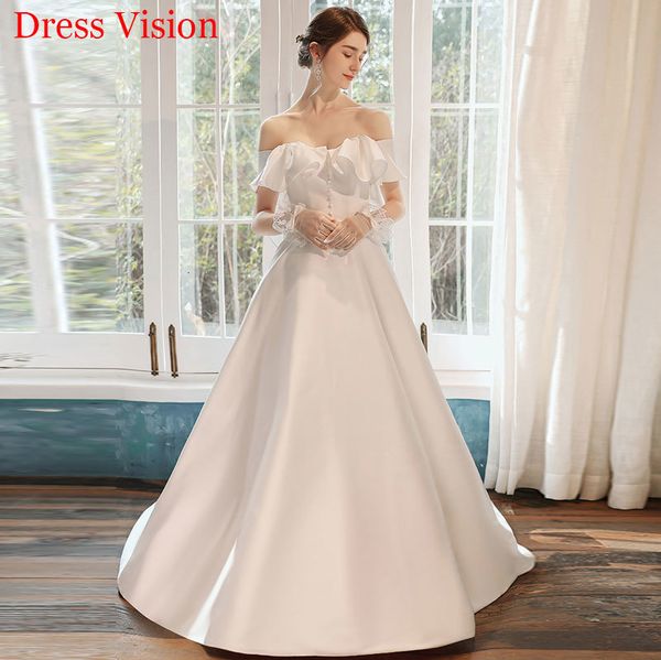 2021 style satin wedding o-neck vestido novia mariee robe de soiree bride to be nidb, White 
2021 style satin wedding o-neck vestido novia mariee robe de soiree bride to be nidb, White