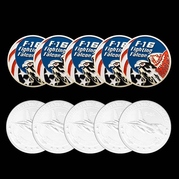 5pcs non magnetic us military craft f-16 fighting falcon silver plated eagle challenge commemorative coin
5pcs non magnetic us military craft f-16 fighting falcon silver plated eagle challenge commemorative coin