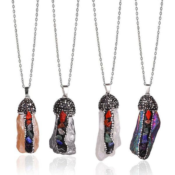 chains 1pcs natural stone plated multicolor seven chakra yoga rhinestone diamond pendant healing gemstone meditation jewelry necklace, Silver
chains 1pcs natural stone plated multicolor seven chakra yoga rhinestone diamond pendant healing gemstone meditation jewelry necklace, Silver