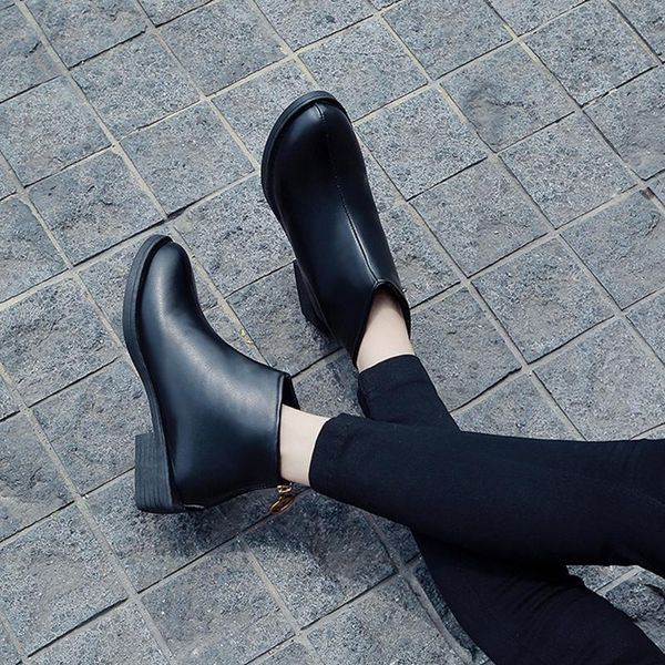 boots luxury design female vintage leather ankle short women fashion simple thick heels girls zipper non-slip shoes, Black
boots luxury design female vintage leather ankle short women fashion simple thick heels girls zipper non-slip shoes, Black