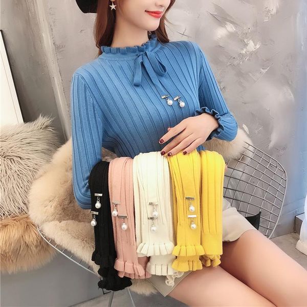 women's sweaters jmprs elegant ruffles women pullover sweater knitted fashion spring korean slim girls jumper long sleeve soft basic 20, White;black
women's sweaters jmprs elegant ruffles women pullover sweater knitted fashion spring korean slim girls jumper long sleeve soft basic 20, White;black
