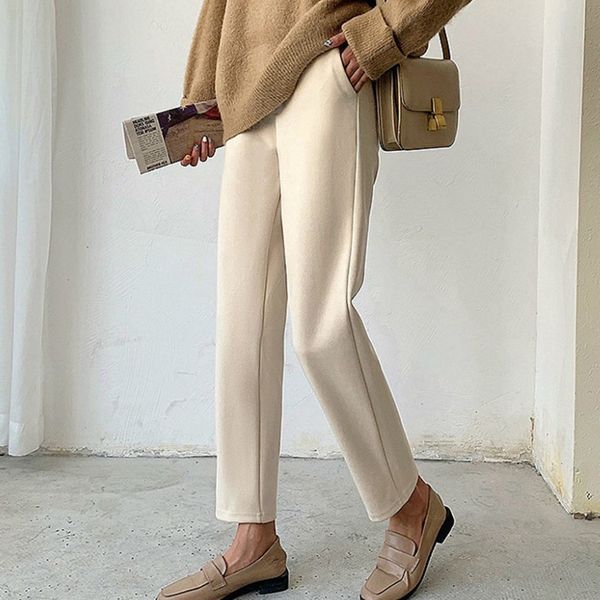 women's pants & capris korean women casual sport fashion high waist woolen cloth woman winter slim straight female pnww, Black;white
women's pants & capris korean women casual sport fashion high waist woolen cloth woman winter slim straight female pnww, Black;white
