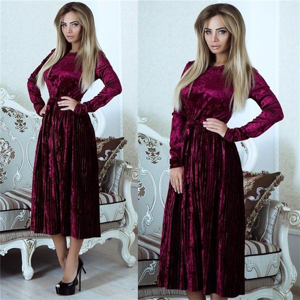 casual dresses autumn winter vintage long sleeve velvet dress women bodycon belted midi pleated party vestidos robe femme ly44, Black;gray
casual dresses autumn winter vintage long sleeve velvet dress women bodycon belted midi pleated party vestidos robe femme ly44, Black;gray