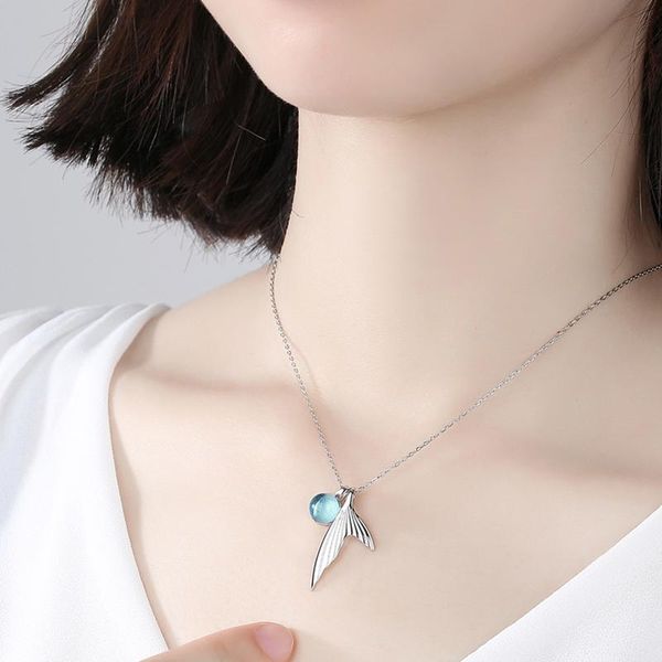 pendant necklaces fashion mermaid fishtail necklace with blue crystal glass chain jewelry for gifts, Silver
pendant necklaces fashion mermaid fishtail necklace with blue crystal glass chain jewelry for gifts, Silver
