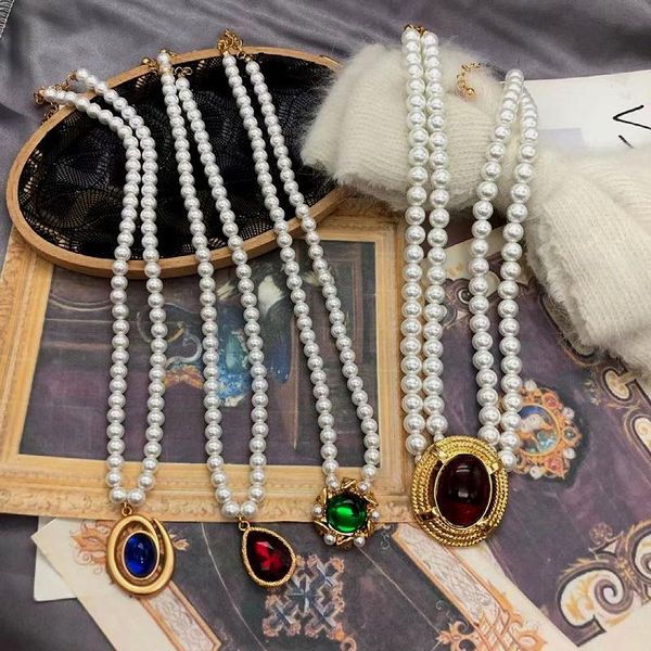 pendant necklaces european and american retro style french baroque multilayer glass pearl necklace, Silver
pendant necklaces european and american retro style french baroque multilayer glass pearl necklace, Silver