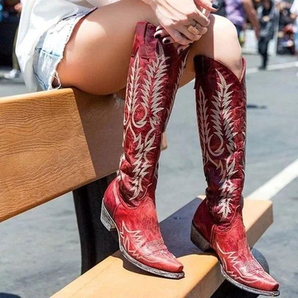 boots ladies knee-length embroidered western cowboy shoes medium thick heel large size set foot retro women's, Black
boots ladies knee-length embroidered western cowboy shoes medium thick heel large size set foot retro women's, Black