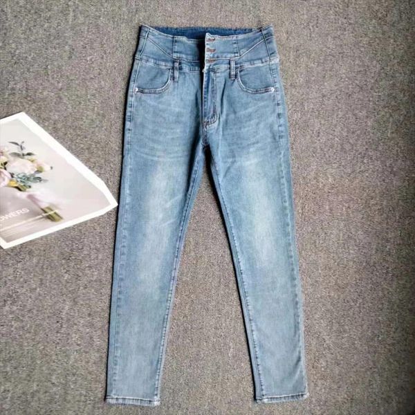 spring stretch skinny womens jean high waist three buttons pencil pants female plus size elegant ankle length ladies, Blue
spring stretch skinny womens jean high waist three buttons pencil pants female plus size elegant ankle length ladies, Blue