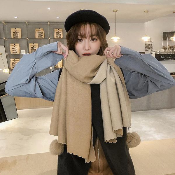Winter increase scarf South Korean fashion ins neck women thick warm imitation cashmere double-sided hair ball scarf, Blue;gray
Winter increase scarf South Korean fashion ins neck women thick warm imitation cashmere double-sided hair ball scarf, Blue;gray