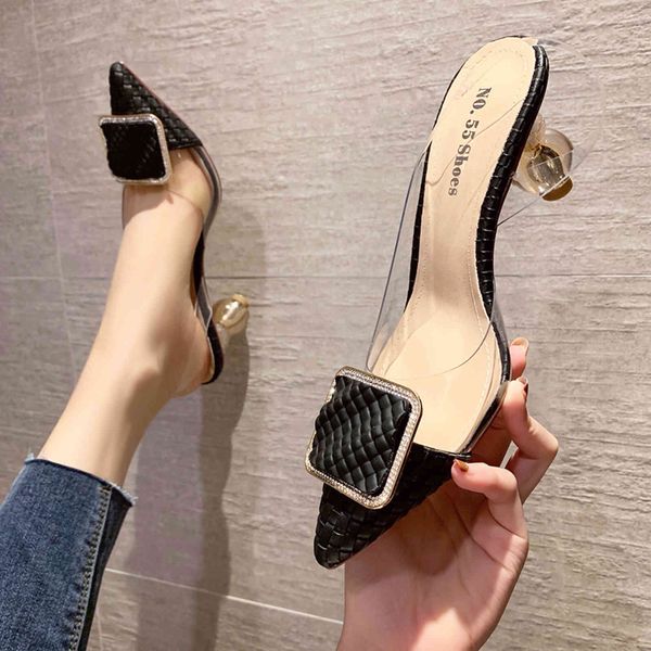 dress shoes meriahzheng spring pointed square buckle high heels water drill sandals transparent after empty net red women's l, Black
dress shoes meriahzheng spring pointed square buckle high heels water drill sandals transparent after empty net red women's l, Black