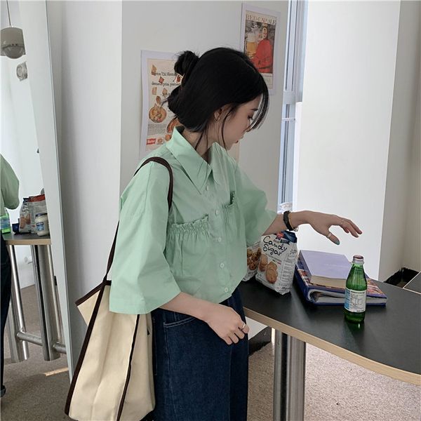 japanese style chic cardigan shirt loose slimming shirt for women summer elegant all-match blouse fashion pleated-pocket blusas, White
japanese style chic cardigan shirt loose slimming shirt for women summer elegant all-match blouse fashion pleated-pocket blusas, White
