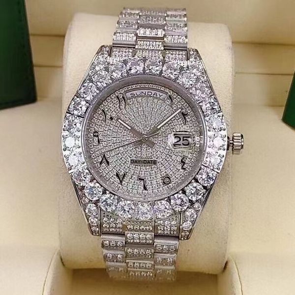 luxury full diamond men's watch three-dimensional roman literal silver stainless steel strap, Slivery;brown
luxury full diamond men's watch three-dimensional roman literal silver stainless steel strap, Slivery;brown