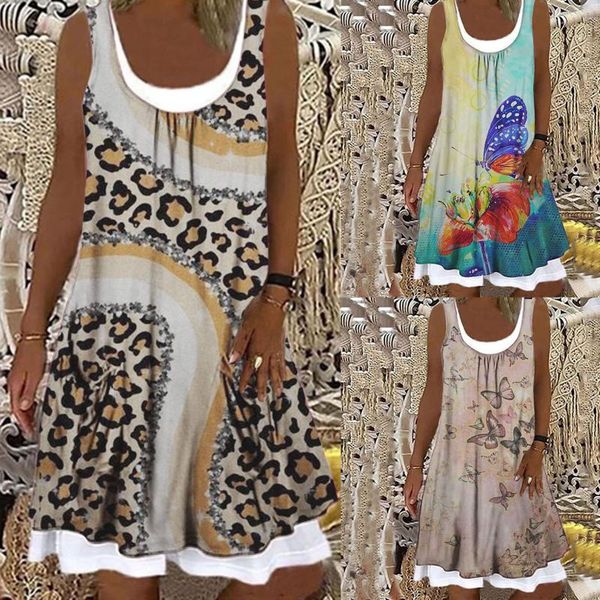 women's swimwear chamsgend plus size women fashion loose casual sleeveless floral print fake two-piece round neck summer dress, White;black
women's swimwear chamsgend plus size women fashion loose casual sleeveless floral print fake two-piece round neck summer dress, White;black