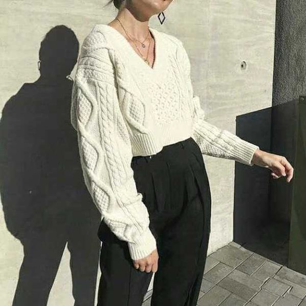 women's sweaters sweater knitted with low-cut v, short solid long sleeve, women's blouse for fall and winter, overalls 1bjh, White;black
women's sweaters sweater knitted with low-cut v, short solid long sleeve, women's blouse for fall and winter, overalls 1bjh, White;black