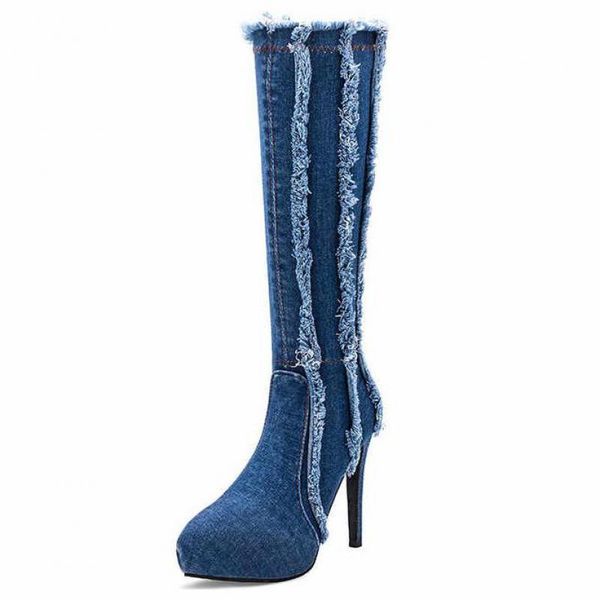 boots 2021 fashion denim comfortable microfiber ladies knee high women 12 cm thin heels, Black
boots 2021 fashion denim comfortable microfiber ladies knee high women 12 cm thin heels, Black