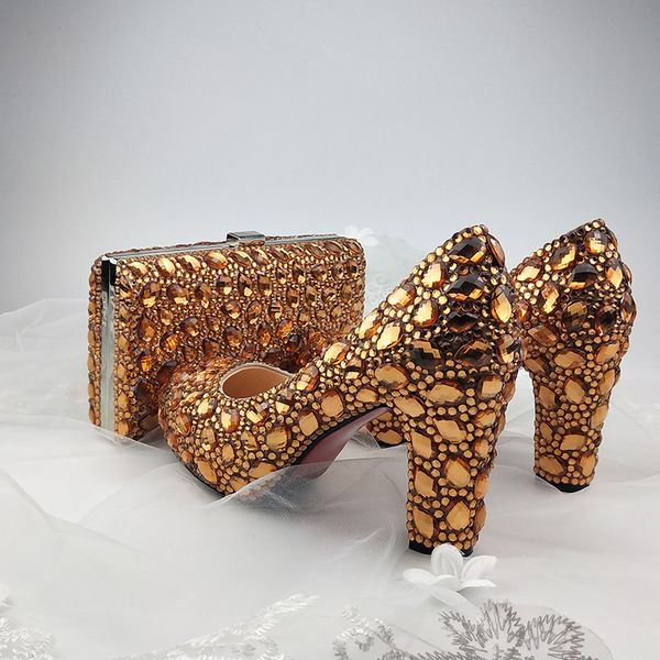 9cm thick heel women wedding crystal party matching bags fashion toe golden shoes sgn0, Black
9cm thick heel women wedding crystal party matching bags fashion toe golden shoes sgn0, Black