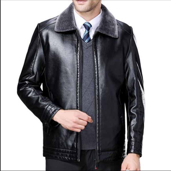 men's fur & faux s-3xl winter haining leather jacket one piece plus velvet thick cotton sheepskin middle-aged daddy coat, Black
men's fur & faux s-3xl winter haining leather jacket one piece plus velvet thick cotton sheepskin middle-aged daddy coat, Black