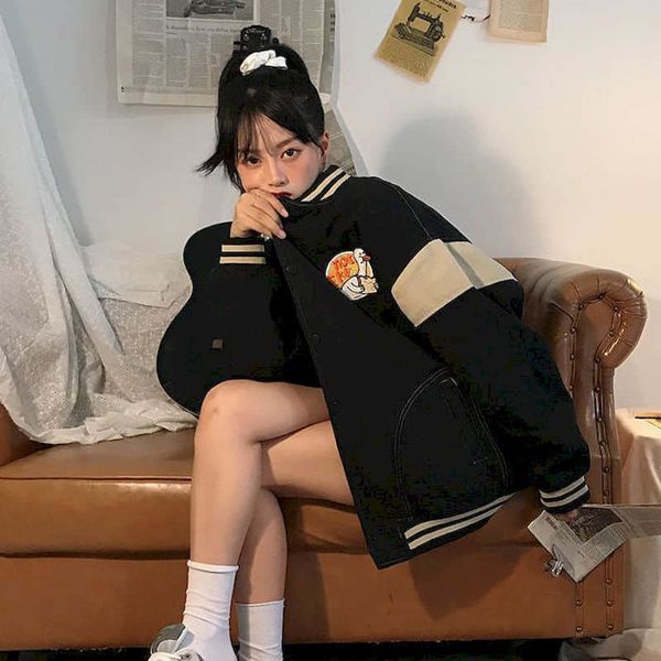 women's jackets men's and women's contrast coats, spring autumn clothes, lovely embroidered jackets, punk bf loose baseball u, Black;brown
women's jackets men's and women's contrast coats, spring autumn clothes, lovely embroidered jackets, punk bf loose baseball u, Black;brown