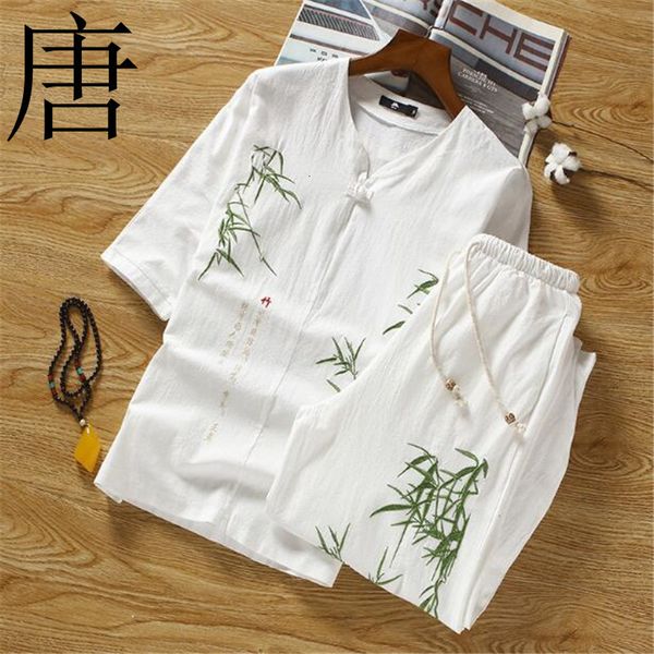 large size linen sports suit men's 2021 spring summer chinese style bamboo embroidery fashion casual + pants 6w1d, White;black
large size linen sports suit men's 2021 spring summer chinese style bamboo embroidery fashion casual + pants 6w1d, White;black