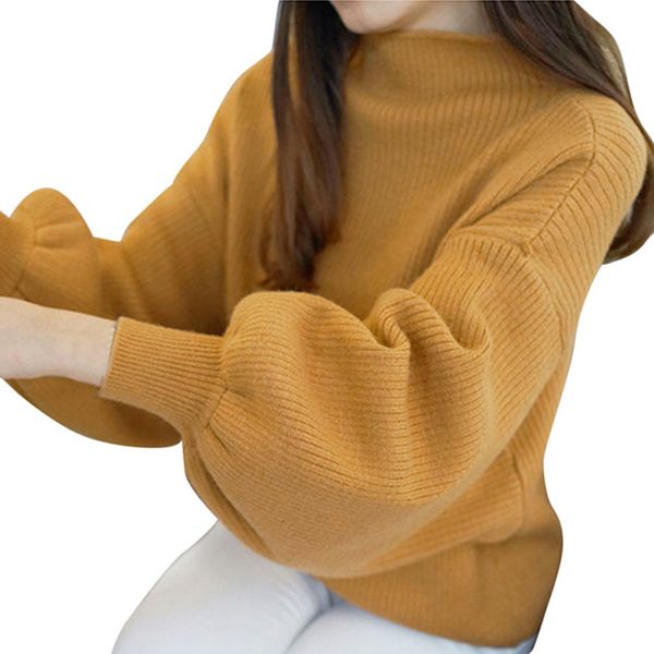 2021 new oversized women's autumn winter basic sweaters solid knitted pullovers korean style jumpers lantern sleeve half high collar 02, White;black
2021 new oversized women's autumn winter basic sweaters solid knitted pullovers korean style jumpers lantern sleeve half high collar 02, White;black