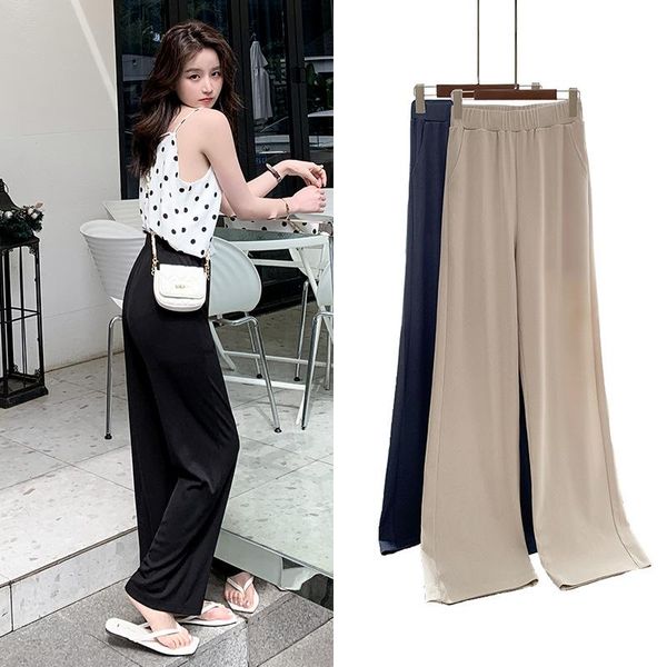 women's pants & capris women summer autumn high waisted wide leg with pockets sags thin black silk trousers straight loose casual for, Black;white
women's pants & capris women summer autumn high waisted wide leg with pockets sags thin black silk trousers straight loose casual for, Black;white