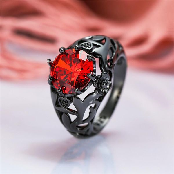 cluster rings charm female big red stone ring vintage black gold wedding for women promise love round engagement, Golden;silver
cluster rings charm female big red stone ring vintage black gold wedding for women promise love round engagement, Golden;silver