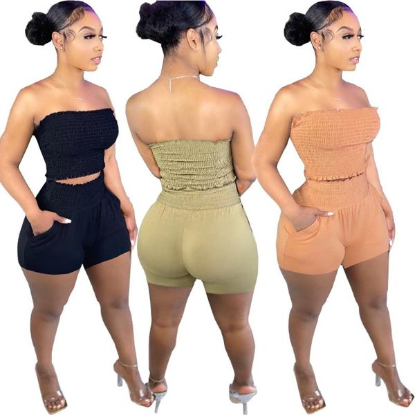 women's tracksuits casual two-piece suit summer fashion trend solid color tube halter body shaping shorts sports, Gray
women's tracksuits casual two-piece suit summer fashion trend solid color tube halter body shaping shorts sports, Gray