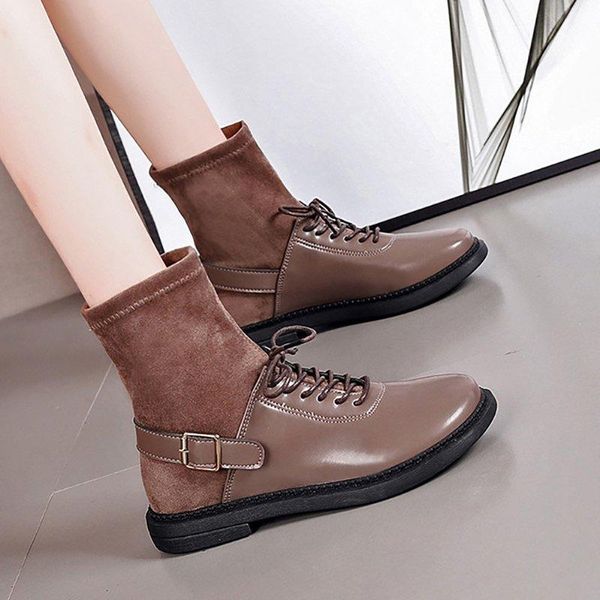 boots women pu leather patchwork ankle woman autumn flat heels buckle casual botas drop british style lace up sock, Black
boots women pu leather patchwork ankle woman autumn flat heels buckle casual botas drop british style lace up sock, Black