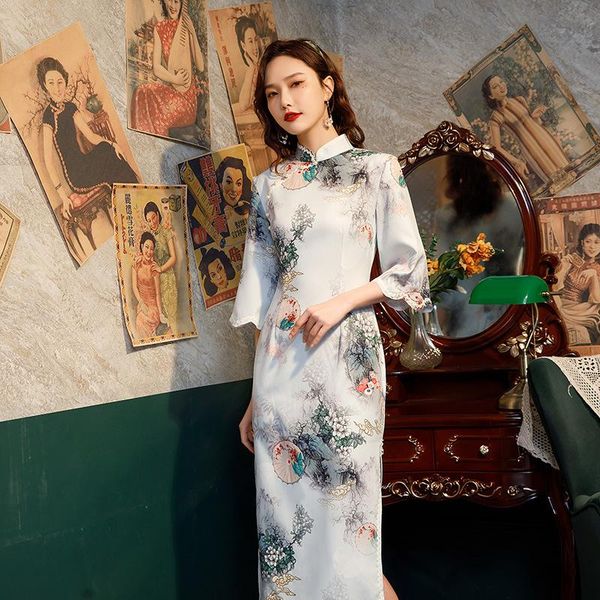 ethnic clothing chinese women floral print short sleeve mandarin collar qipao traditional high split cheongsam, Red
ethnic clothing chinese women floral print short sleeve mandarin collar qipao traditional high split cheongsam, Red