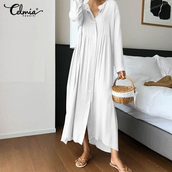 casual dresses women long sleeve buttons shirt dress celmia 2021 fashion maxi sundress round neck loose vintage party vestidos robe, Black;gray
casual dresses women long sleeve buttons shirt dress celmia 2021 fashion maxi sundress round neck loose vintage party vestidos robe, Black;gray