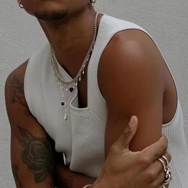 men' tank 2021 summer casual knitted men hipster slash neck slim vest tee white solid sleeveless fashion streetwear, White;black
men' tank 2021 summer casual knitted men hipster slash neck slim vest tee white solid sleeveless fashion streetwear, White;black