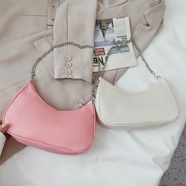 fashion spring solid color handbag casual nylon shoulder underarm bags for women 2021 ladies chain handle clutches totes
fashion spring solid color handbag casual nylon shoulder underarm bags for women 2021 ladies chain handle clutches totes
