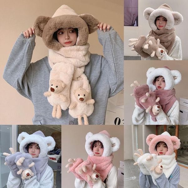 scarves ladies cute cartoon plush bear ears gloves hat scarf all-in-one three-piece set thicken warm one-piece, Blue;gray
scarves ladies cute cartoon plush bear ears gloves hat scarf all-in-one three-piece set thicken warm one-piece, Blue;gray